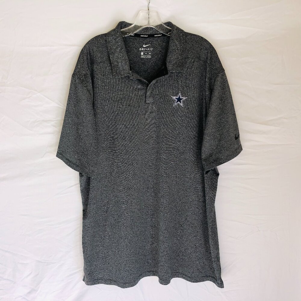 Dallas Cowboys Nike Golf Dri Fit Gray Striped Polo Shirt Men's Size 2XL